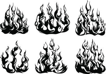Fire flames isolated on white background. Tribal tattoo design. © ARTSTOK