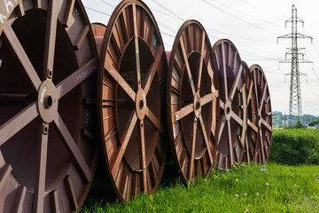 Russia. Saint-Petersburg. Coils for electrical cable. Electrification of housing.