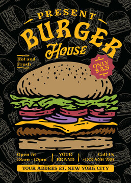 Burger House Classic Flyer in vintage style