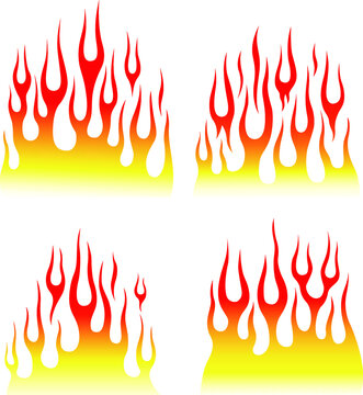 Fire flames isolated on white background. Tribal tattoo design.
