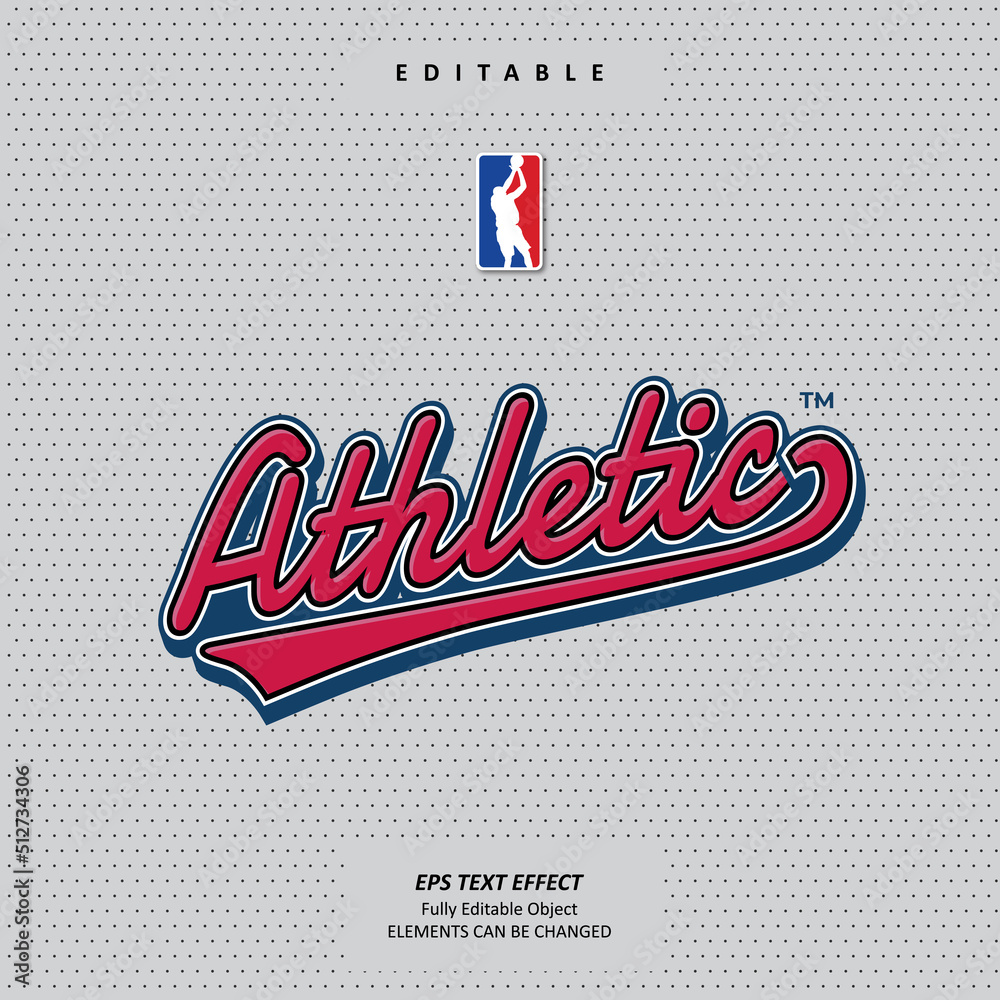 Wall mural editable text effect premium vector design of red-blue lettering style front logo emblem sport, team