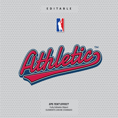 editable text effect premium vector design of red-blue lettering style front logo emblem sport, team, club costume, name. suitable for basketball jerseys, t-shirt custom printing