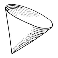 VECTOR ILLUSTRATION OF A PAPER COFFEE FILTER ISOLATED ON A WHITE BACKGROUND. DOODLE DRAWING BY HAND