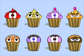 set of cupcakescartoon