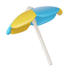 3D render of beach umbrella on white. Clipping path.
