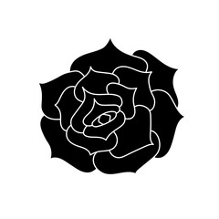 Succulent echeveria in simple style, vector illustration. Desert flower for print and design. Silhouette mexican plant, graphic isolated element on a white background. Houseplant for decor interior