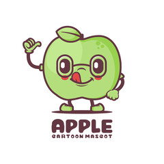 green apple cartoon mascot with thumbs up. fresh fruit vector illustration