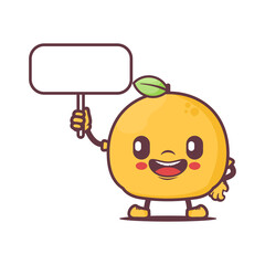 passion fruit cartoon mascot with blank board. fresh fruit vector illustration