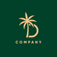 Obraz premium Letter D Initial Palm Leaf Tree Logo Design Vector Icon Graphic Emblem Illustration
