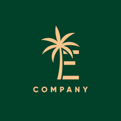 Obraz premium Letter E Initial Palm Leaf Tree Logo Design Vector Icon Graphic Emblem Illustration