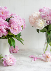 Beautiful bouquet of flowers: pink  peonies