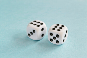 Dice on blue background