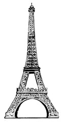 eiffel tower black vector on white isolated