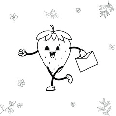 character srawberi fruit doodle