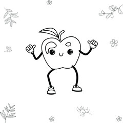 traditional cantoon illustration, doodle fruit