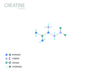 Creatine molecular skeletal 3D chemical formula.	
