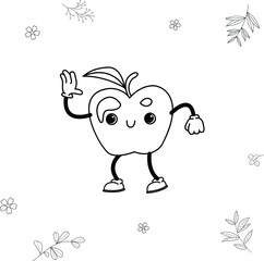 traditional cantoon illustration, doodle fruit