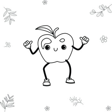 traditional cantoon illustration, doodle fruit