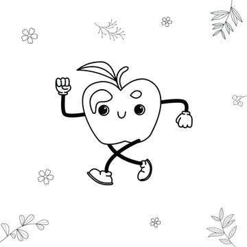 traditional cantoon illustration, doodle fruit