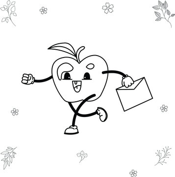 traditional cantoon illustration, doodle fruit