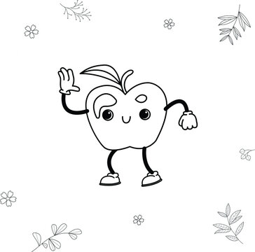 traditional cantoon illustration, doodle fruit