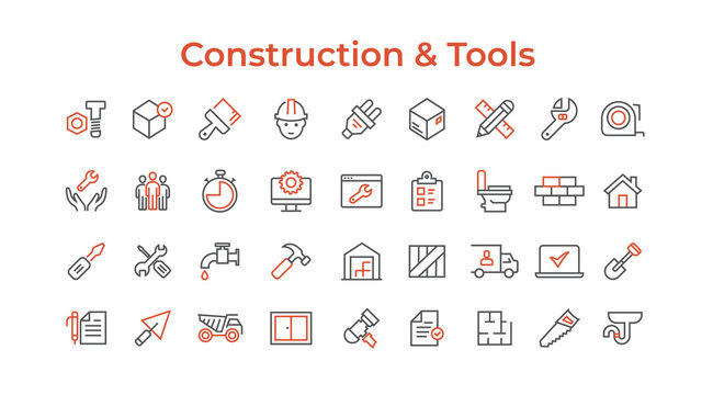 Construction and Tools line icons