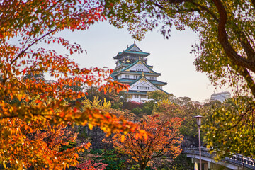 Osaka Castle Park at Autumn Sunset