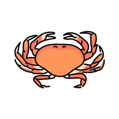 Crab color line illustration. Ocean fishes