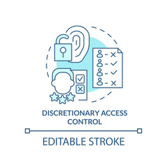 Discretionary access control turquoise concept icon. Security management abstract idea thin line illustration. Isolated outline drawing. Editable stroke. Arial, Myriad Pro-Bold fonts used - obrazy, fototapety, plakaty