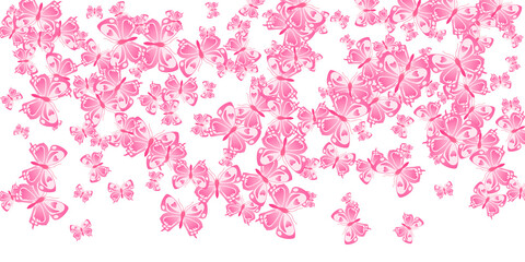 Fairy pink butterflies cartoon vector wallpaper. Summer cute insects. Wild butterflies cartoon children illustration. Sensitive wings moths graphic design. Nature beings.