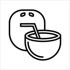 Coconut water cocktail drink vector icon for food apps and websites, vector illustration.