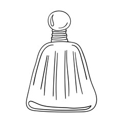 Hand drawn empty glass perfume bottle isolated on a white background. Doodle, simple outline illustration. It can be used for decoration of textile, paper.