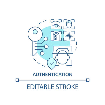 Authentication turquoise concept icon. Identity management abstract idea thin line illustration. Personal information. Isolated outline drawing. Editable stroke. Arial, Myriad Pro-Bold fonts used