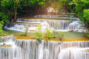 Huai Mae Khamin waterfall at Kanchanaburi , Thailand , beautiful waterfall

