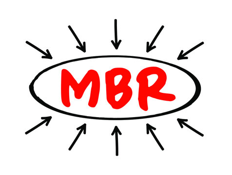 MBR Master Boot Record - information in the first sector of any hard disk that identifies how and where an operating system, acronym text with arrows