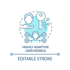 Highly adaptive user models turquoise concept icon. Human-computer interaction abstract idea thin line illustration. Isolated outline drawing. Editable stroke. Arial, Myriad Pro-Bold fonts used