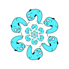 set of blue abstract creatures