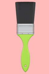 Paint bristle brush for repair work and construction on pink background. - obrazy, fototapety, plakaty