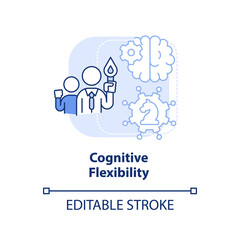 Cognitive flexibility light blue concept icon. Leader flexibility type abstract idea thin line illustration. Isolated outline drawing. Editable stroke. Arial, Myriad Pro-Bold fonts used