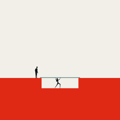 Business gender inequality vector concept. Symbol of discrimination, exploitation. Minimal illustration.