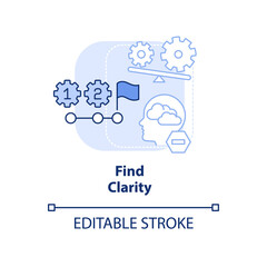Find clarity light blue concept icon. Organize factors. Adaptation to complex change abstract idea thin line illustration. Isolated outline drawing. Editable stroke. Arial, Myriad Pro-Bold fonts used