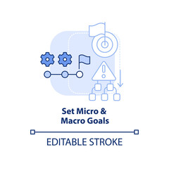 Set micro and macro goals light blue concept icon. Adaptability tip abstract idea thin line illustration. Isolated outline drawing. Editable stroke. Arial, Myriad Pro-Bold fonts used