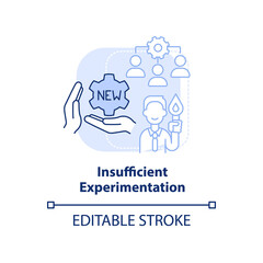 Insufficient experimentation light blue concept icon. Adaptability enemy in HR abstract idea thin line illustration. Isolated outline drawing. Editable stroke. Arial, Myriad Pro-Bold fonts used