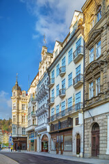 Fototapeta na wymiar Street in Karlovy Vary, Czech republic