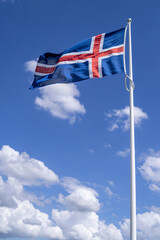 flag of Iceand flying in the wind