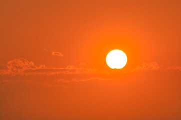 sun ray is go down and amazing dramatic orange cloud