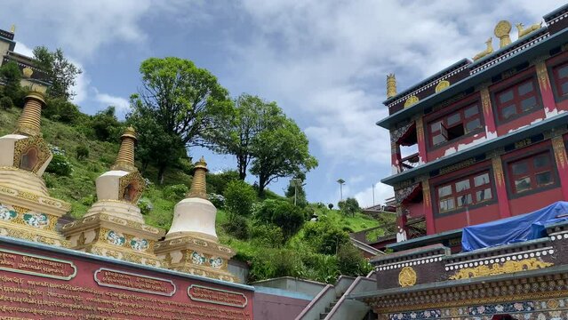 8 Stupas Temple inside of Kagyu Thekchen Ling Monastery at Lava Kalimpong West Bengal India.