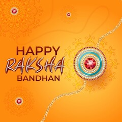 Decorated rakhi for Indian festival Raksha Bandhan Greeting Card Template Design