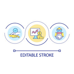 Financial cooperation loop concept icon. Government support. Increase in financial capacity abstract idea thin line illustration. Isolated outline drawing. Editable stroke. Arial font used