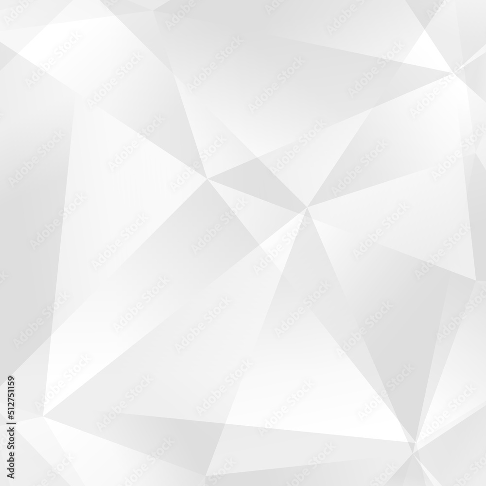 Poster Abstract white geometric background. Modern minimalist design. Vector illustration with triangles and lines. Monochrome light 3d futuristic design with polygonal diamond  shapes in white gradient